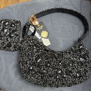 Elegant Black Beaded Women's Bag